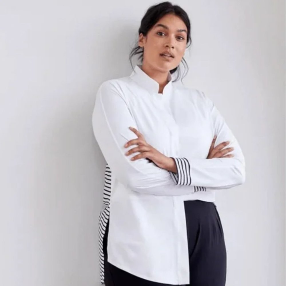Aday Something Borrowed Shirt Breton Stripe, stretchy and soft, EUC
